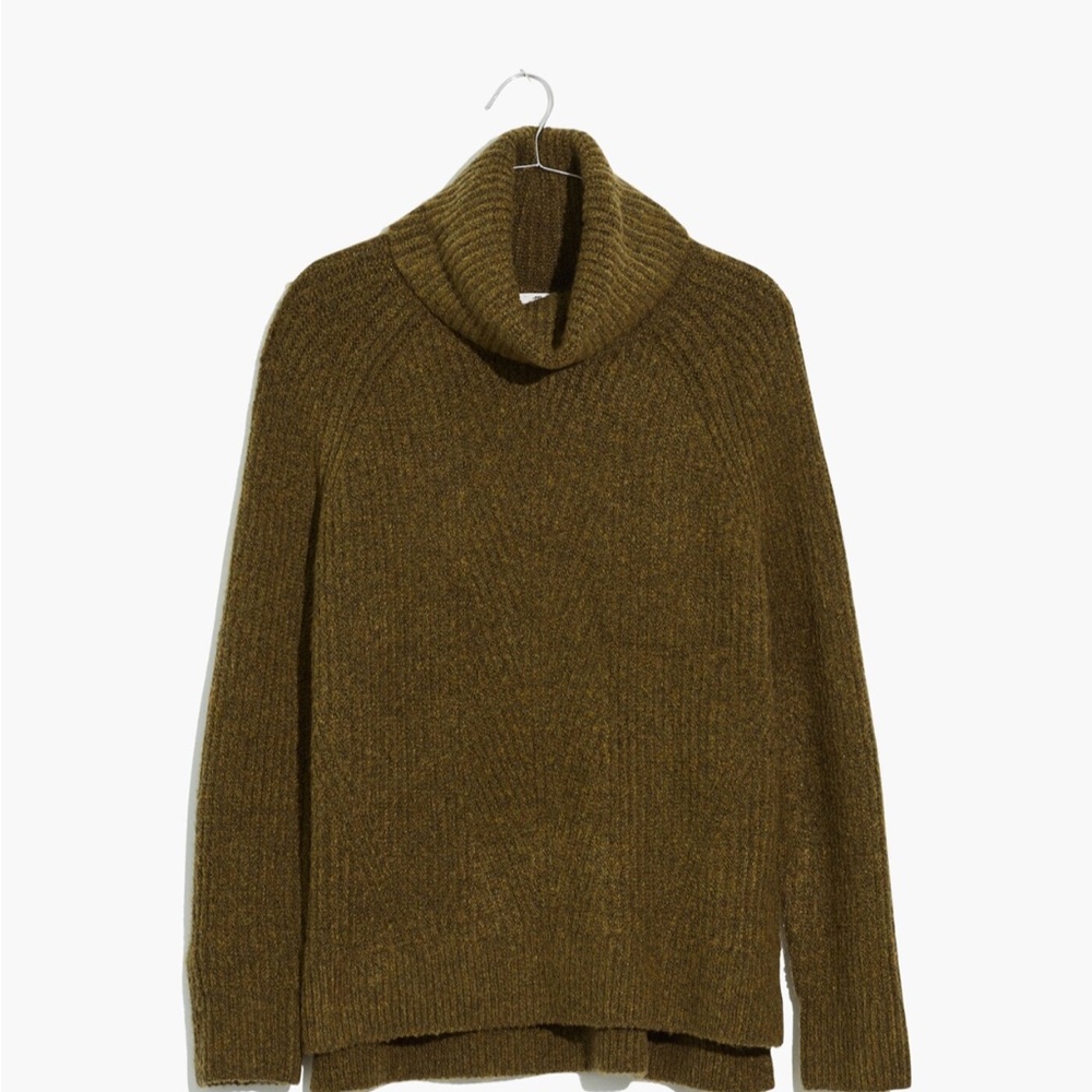 Madewell Cozy Moss Green Turtleneck Sweater